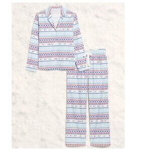 Old Navy Plaid Flannel Pajama Pant Set Festive Fairisle Match The Fam M TALL NWT